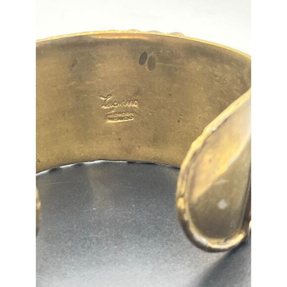 *Luciano Signed Mixed Metals Brass Copper Handmade Worked Ornate Cuff Mexico - Picture 5 of 7